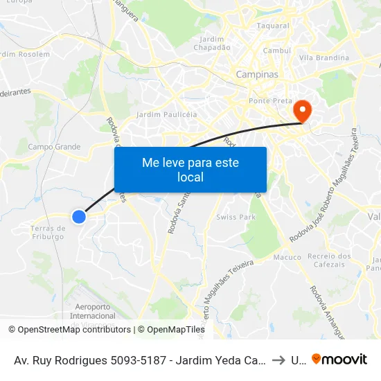 Av. Ruy Rodrigues 5093-5187 - Jardim Yeda Campinas - SP 13060-646 Brasil to Unip map