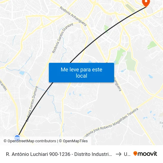 R. Antônio Luchiari 900-1236 - Distrito Industrial Campinas - SP Brasil to Unip map
