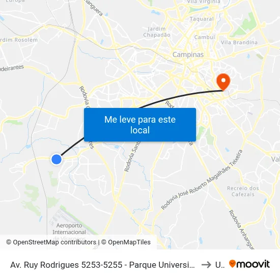 Av. Ruy Rodrigues 5253-5255 - Parque Universitario De Viracopos Campinas - SP Brasil to Unip map