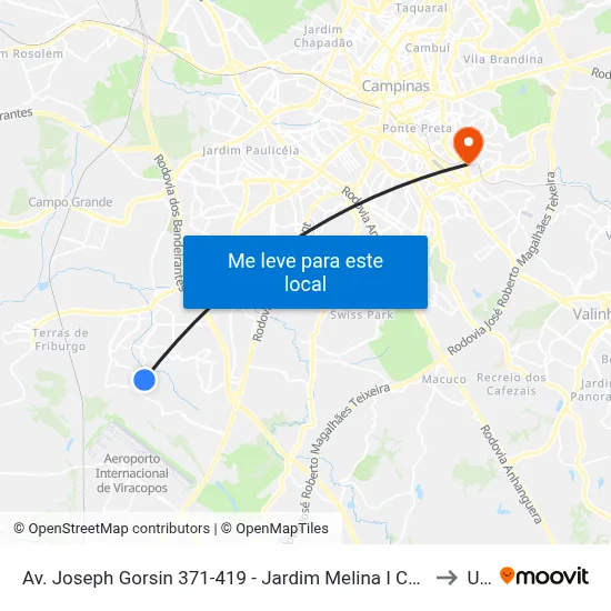 Av. Joseph Gorsin 371-419 - Jardim Melina I Campinas - SP 13056-130 Brasil to Unip map