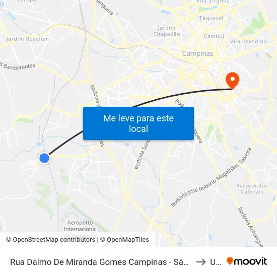 Rua Dalmo De Miranda Gomes Campinas - São Paulo 13057 Brasil to Unip map