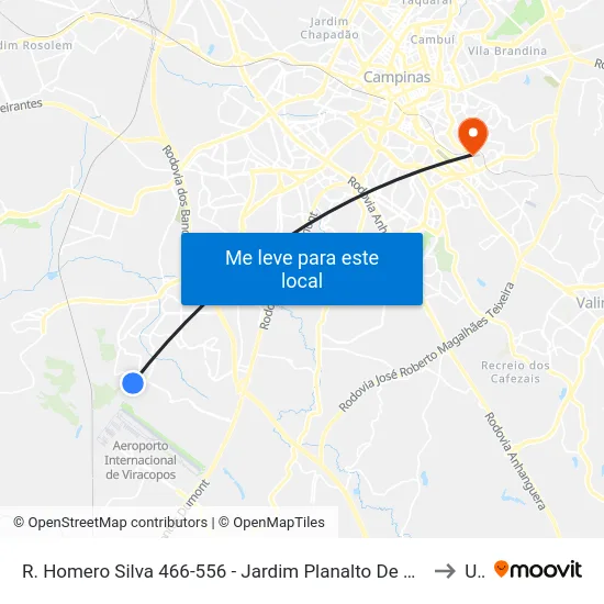 R. Homero Silva 466-556 - Jardim Planalto De Viracopos Campinas - SP 13056-003 Brasil to Unip map