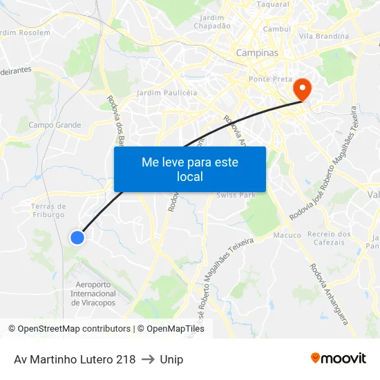Av Martinho Lutero 218 to Unip map