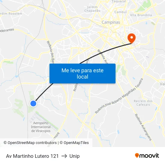 Av Martinho Lutero 121 to Unip map