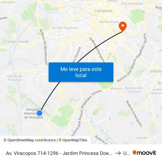 Av. Viracopos 714-1296 - Jardim Princesa Doeste Campinas - SP Brasil to Unip map