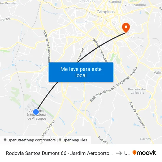 Rodovia Santos Dumont 66 - Jardim Aeroporto De Campinas Campinas - SP Brasil to Unip map