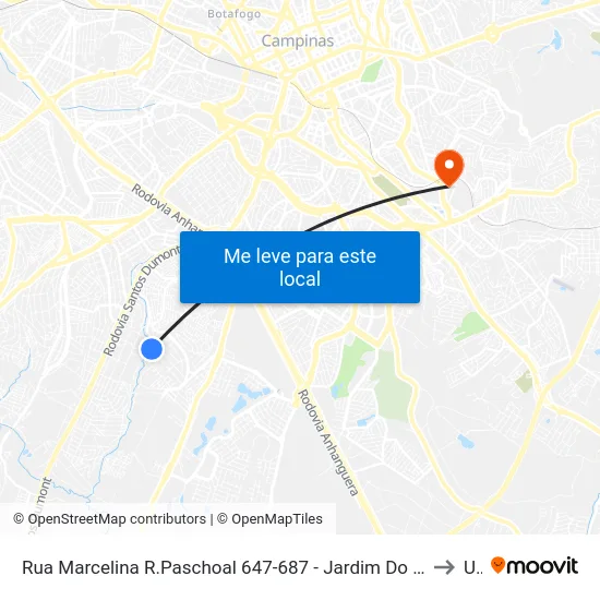 Rua Marcelina R.Paschoal 647-687 - Jardim Do Lago Continuacao Campinas - SP 13051-080 Brasil to Unip map