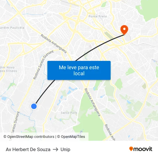 Av Herbert De Souza to Unip map