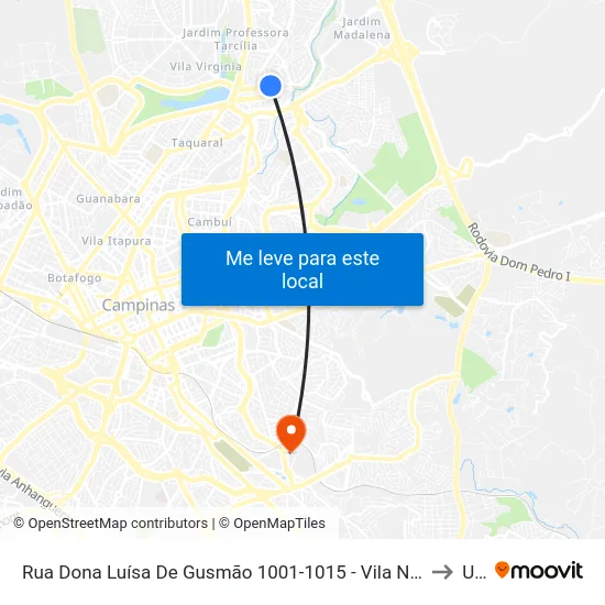 Rua Dona Luísa De Gusmão 1001-1015 - Vila Nogueira Campinas - SP Brasil to Unip map