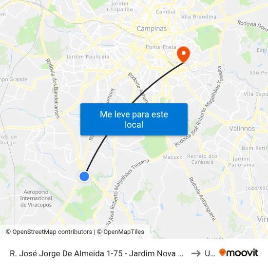 R. José Jorge De Almeida 1-75 - Jardim Nova America Campinas - SP Brasil to Unip map