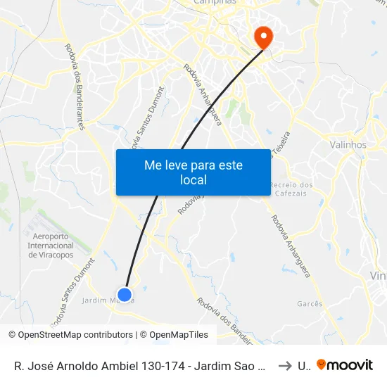 R. José Arnoldo Ambiel 130-174 - Jardim Sao Domingos Campinas - SP 13053-341 Brasil to Unip map