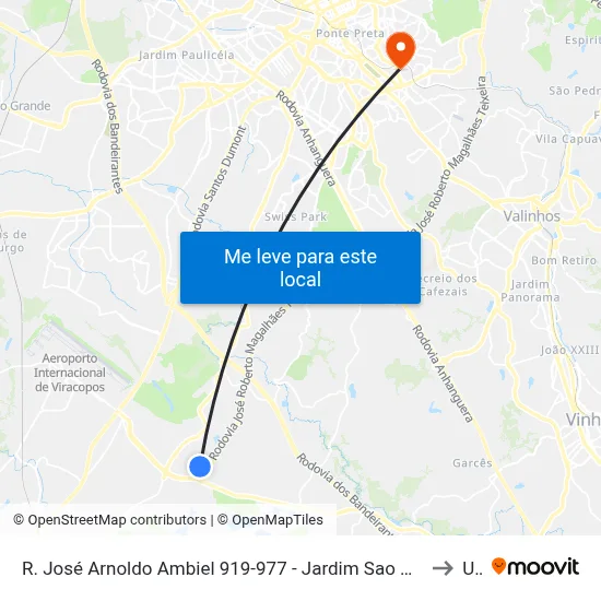 R. José Arnoldo Ambiel 919-977 - Jardim Sao Domingos Campinas - SP 13053-341 Brasil to Unip map