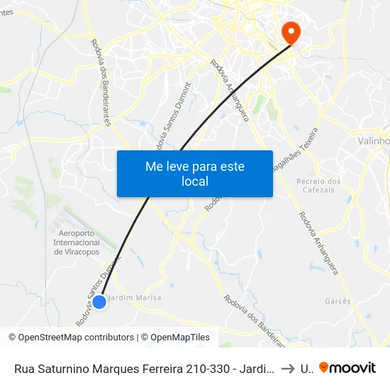 Rua Saturnino Marques Ferreira 210-330 - Jardim Fernanda Campinas - SP 13053-636 Brasil to Unip map