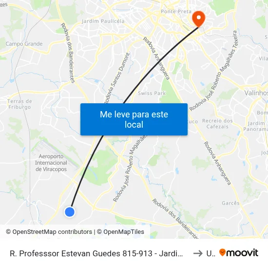 R. Professsor Estevan Guedes 815-913 - Jardim Fernanda Campinas - SP 13053-618 Brasil to Unip map