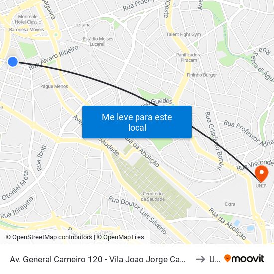 Av. General Carneiro 120 - Vila Joao Jorge Campinas - SP 13041-306 Brasil to Unip map