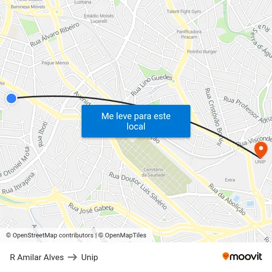 R Amilar Alves to Unip map