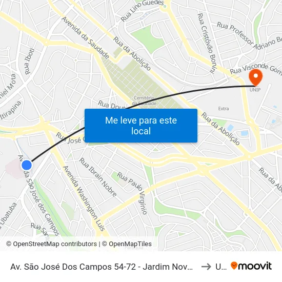Av. São José Dos Campos 54-72 - Jardim Nova Europa Campinas - SP Brasil to Unip map