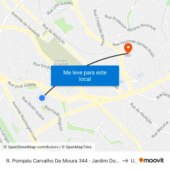 R. Pompéu Carvalho De Moura 344 - Jardim Dos Oliveiras Campinas - SP 13044-050 Brasil to Unip map