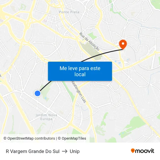 R Vargem Grande Do Sul to Unip map