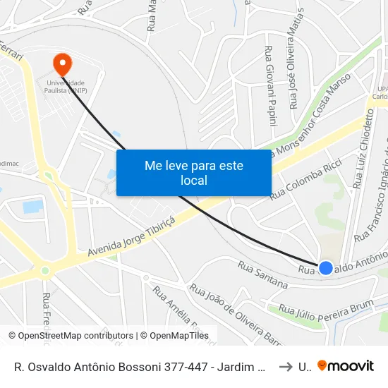 R. Osvaldo Antônio Bossoni 377-447 - Jardim New York Campinas - SP 13101-005 Brasil to Unip map