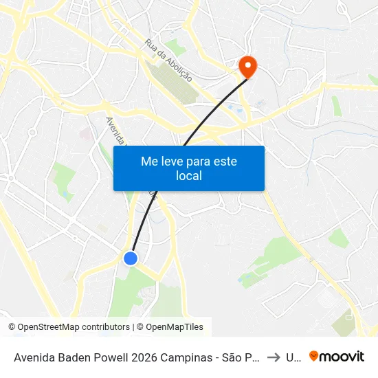 Avenida Baden Powell 2026 Campinas - São Paulo 13040 Brasil to Unip map