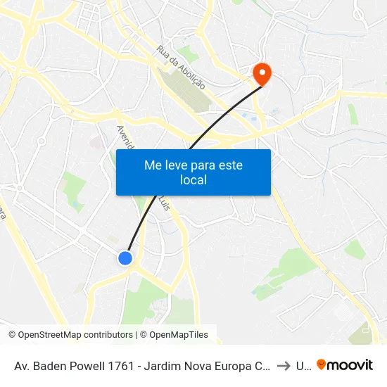 Av. Baden Powell 1761 - Jardim Nova Europa Campinas - SP 13040-093 Brasil to Unip map