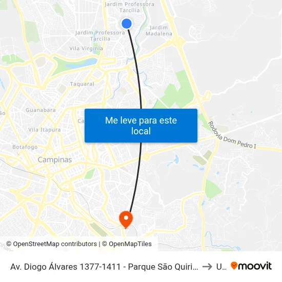 Av. Diogo Álvares 1377-1411 - Parque São Quirino Campinas - SP 13088-221 Brasil to Unip map