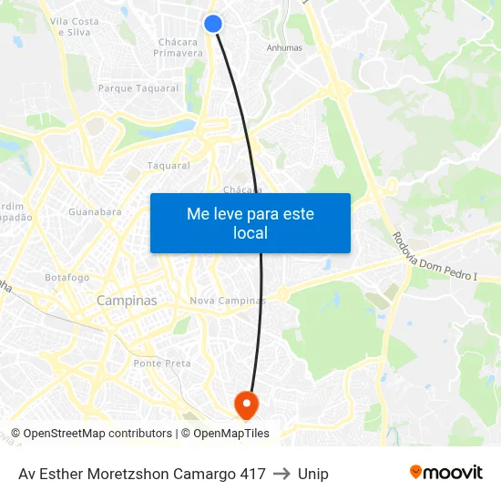 Av Esther Moretzshon Camargo 417 to Unip map