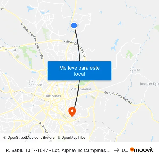 R. Sabiú 1017-1047 - Lot. Alphaville Campinas Campinas - SP 13098-319 Brasil to Unip map