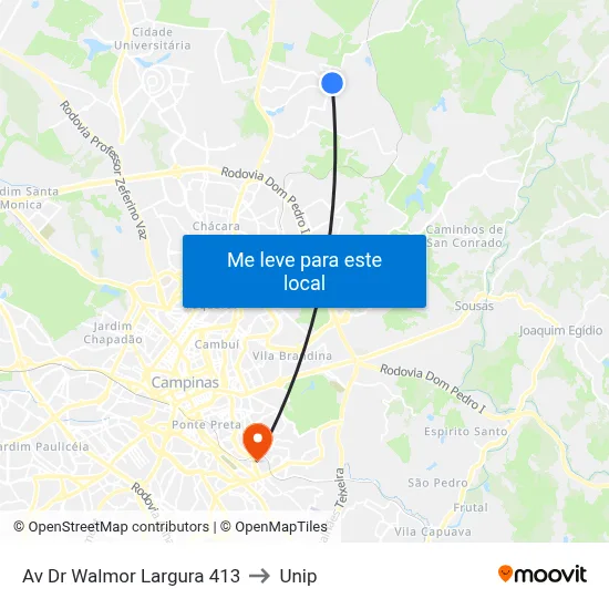 Av Dr Walmor Largura 413 to Unip map