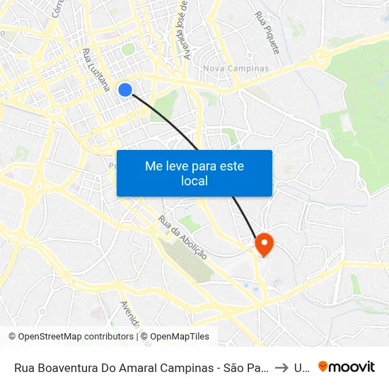 Rua Boaventura Do Amaral Campinas - São Paulo 13015 Brasil to Unip map