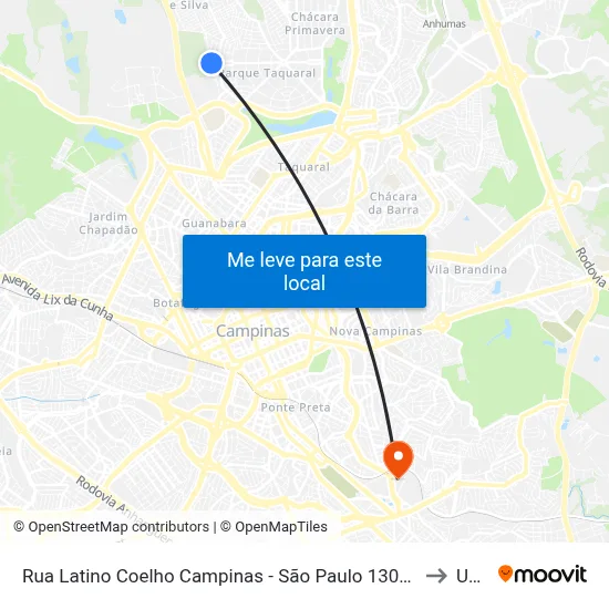 Rua Latino Coelho Campinas - São Paulo 13081 Brasil to Unip map