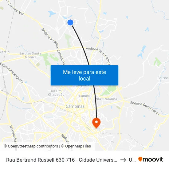 Rua Bertrand Russell 630-716 - Cidade Universitária Campinas - SP Brasil to Unip map
