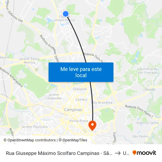 Rua Giuseppe Máximo Scolfaro Campinas - São Paulo 13083 Brasil to Unip map