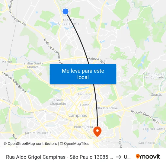 Rua Aldo Grigol Campinas - São Paulo 13085 Brasil to Unip map