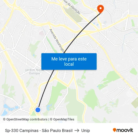 Sp-330 Campinas - São Paulo Brasil to Unip map