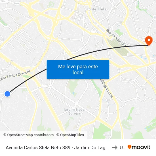 Avenida Carlos Stela Neto 389 - Jardim Do Lago Continuacao Campinas - SP Brasil to Unip map