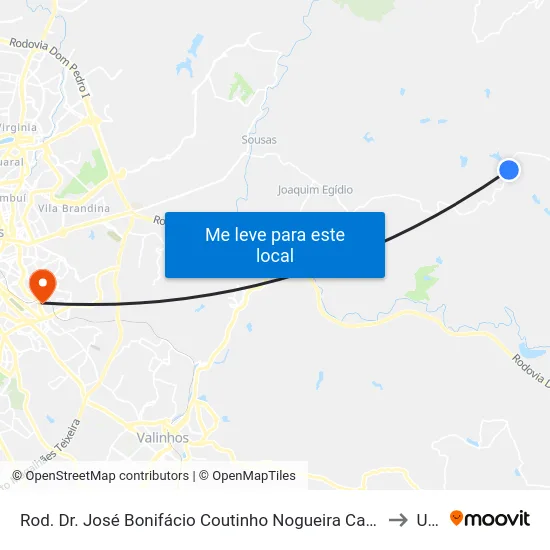 Rod. Dr. José Bonifácio Coutinho Nogueira Campinas - SP Brasil to Unip map