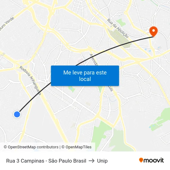 Rua 3 Campinas - São Paulo Brasil to Unip map