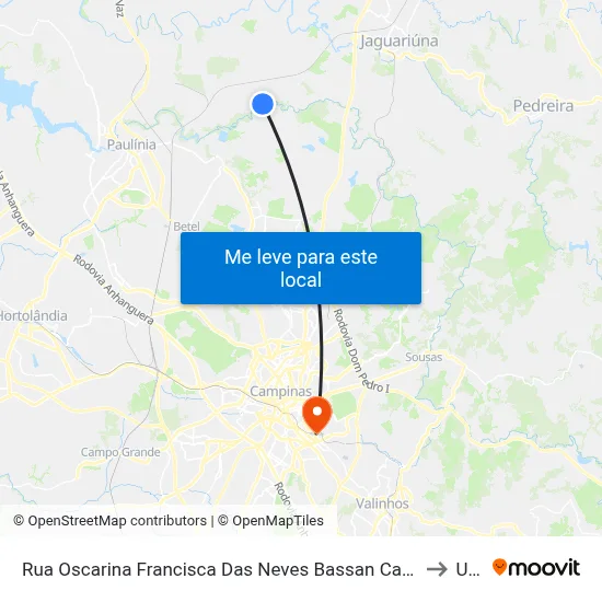 Rua Oscarina Francisca Das Neves Bassan Campinas - SP Brasil to Unip map