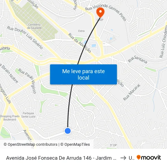 Avenida José Fonseca De Arruda 146 - Jardim Dos Oliveiras Campinas - SP 13044-130 Brasil to Unip map