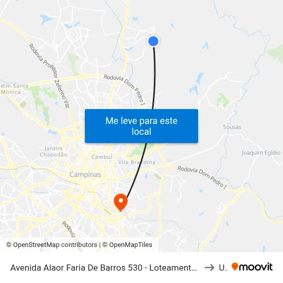 Avenida Alaor Faria De Barros 530 - Loteamento Alphaville Campinas Campinas - SP 13098-393 Brasil to Unip map