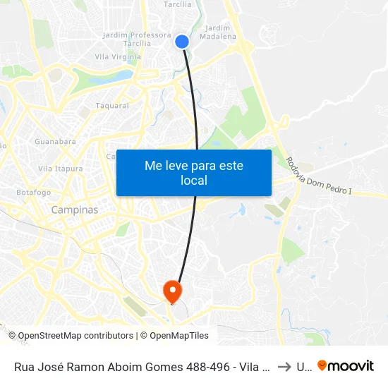 Rua José Ramon Aboim Gomes 488-496 - Vila Nogueira Campinas - SP Brasil to Unip map