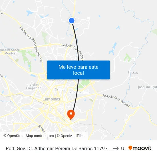 Rod. Gov. Dr. Adhemar Pereira De Barros 1179 - Lot. Alphaville Campinas Campinas - SP Brasil to Unip map