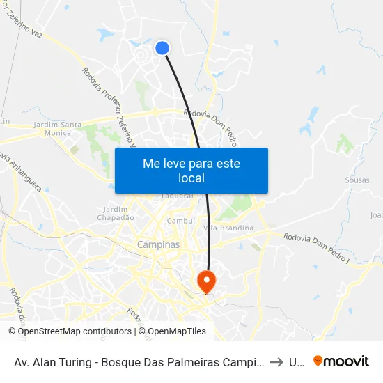 Av. Alan Turing - Bosque Das Palmeiras Campinas - SP Brasil to Unip map