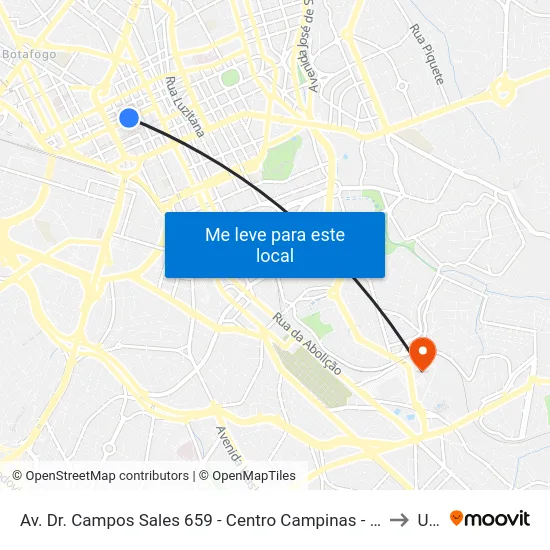 Av. Dr. Campos Sales 659 - Centro Campinas - SP 13010-080 Brasil to Unip map