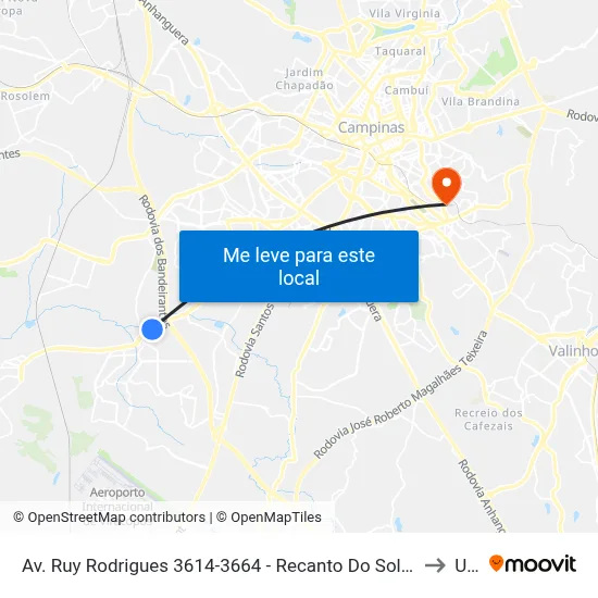 Av. Ruy Rodrigues 3614-3664 - Recanto Do Sol I Campinas - SP Brasil to Unip map