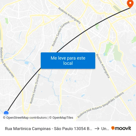 Rua Martinica Campinas - São Paulo 13054 Brasil to Unip map