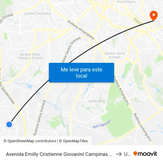 Avenida Emilly Cristienne Giovanini Campinas - São Paulo 13054 Brasil to Unip map