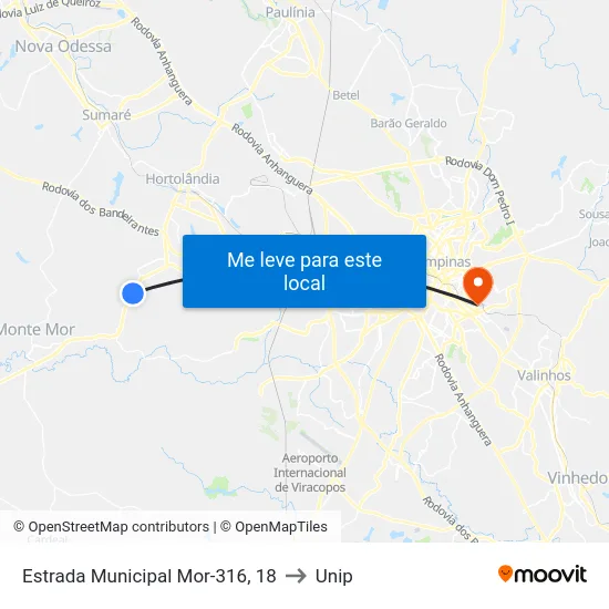 Estrada Municipal Mor-316, 18 to Unip map